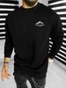 Men's Loose Casual Fashionable Mountain And Letter Pattern Printed Round Neck Long Sleeved Sportswear For Autumn And Winter_viptrois.com
