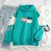 American Style Color Block Couple I'M HUNGRY Pullover Outerwear Cool Top Sweatshirt_viptrois.com
