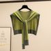 Women's Clothing Black And White Spring And Autumn Knitted Net Celebrity Shawl Female Outer Wear Air Conditioned Room Shoulder Guard False Collar_viptrois.com