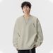 Men's Fleece-Lined Heavyweight Sweatshirt, Oversized Streetwear Pullover With Letter Print (Black, Dark Grey, Grey Green)_viptrois.com