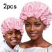 New Sleeping Cap Parent Child Set Double Layer Satin Lace Round Hat Chemotherapy Washing Cap SATINBONNET_viptrois.com