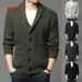 Pulse Solid Color Single-Breasted Cardigan Knitted Sweater Men's European And American Style New 2023 Pocket Long Sleeve Side_viptrois.com