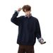 Chinese Streetwear Brand Patchwork Faux Two Piece Polo Collar Sweatshirt, Loose Oversized Design, Versatile Outerwear For Spring, Autumn And Winter._viptrois.com