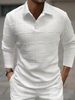 Men's Clothing Men's Retro Polo Shirt Long Sleeve – Jacquard Knit Casual Top (S-XXL, White, Polyester)_viptrois.com