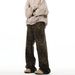 New American High Street Retro Leopard Print Jeans Men's And Women's Trendy Brand Loose Straight Vintage Casual Wide-leg Pants_viptrois.com