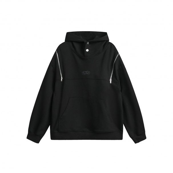 American Street Retro Shoulder Zipper Hooded Sweater Men And Women Spring And Autumn Oversize Niche Casual Loose Long Sleeves_viptrois.com