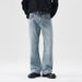 Men's Clothing Light Colored Jeans Loose Straight Leg Mopping Pants Washed High Street Slightly Flared Wide Leg Pants_viptrois.com