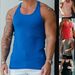 Men's Clothing Knitted Vertical Strip Fitness Sports Leisure Slim Vest Sleeveless Wide Shoulder Vest_viptrois.com