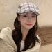 Artistic Woolen Beret Hat For Women, Autumn And Winter Plaid Forward C, Versatile Artist Hat, British Style Duckbill_viptrois.com