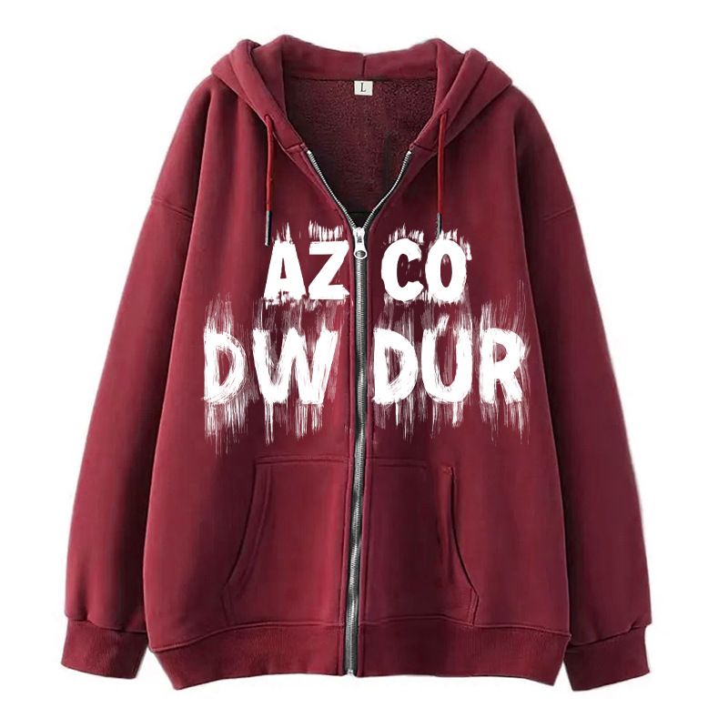 Men's Clothing Trendy And Simple Design With Blurred Letter Print Zipper Sweater Casual Loose Sweater Cardigan Jacket_viptrois.com