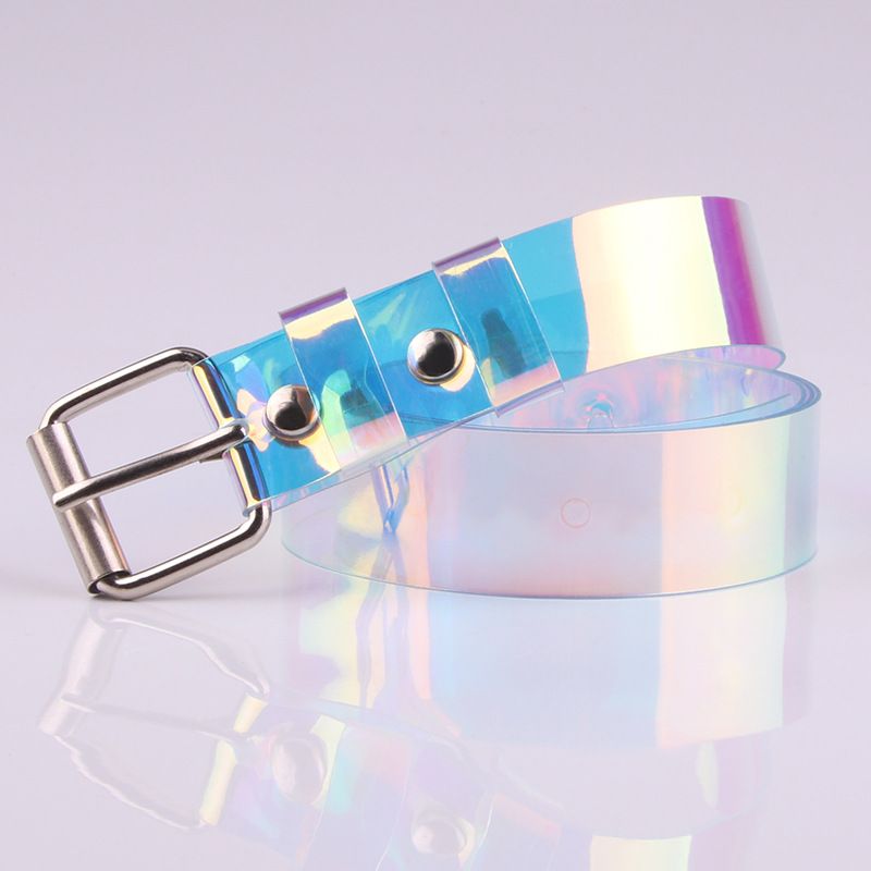New classic women's belt, simple and versatile, student belt, women's fashionable colorful transparent plastic belt for women_viptrois.com