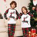 Christmas Family dress Christmas Family home dress plaid fawn print round neck pajamas set_viptrois.com