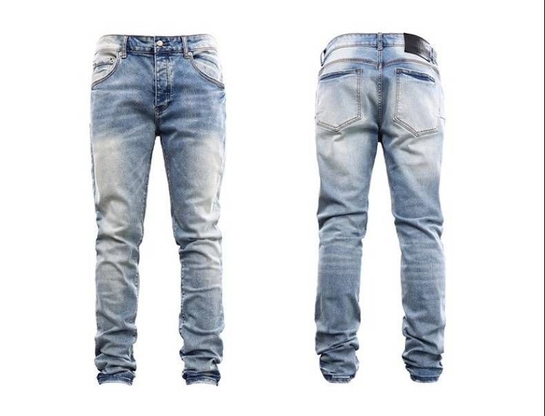 Streetwear Distressed Jeans – Slim Fit Vintage Washed Denim (S-3XL, Hip-Hop Stretch, Faded Blue, Casual Everyday Wear, Unisex Urban Style)_viptrois.com