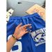 Men's Klein Blue Foam Print Shorts Summer Design Straight Leg Five Pocket Pants Heavyweight Sports Basketball Casual Wear_viptrois.com