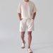 Men's Clothing Comfortable Solid Color Round Neck T Shirt Casual Sports Shorts Suit Loose_viptrois.com