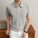 Men's Short Sleeve Knit Polo Shirt, Textured Stripe & Seagull Collar Design, Breathable Summer Casual Top_viptrois.com