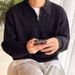 Men’s Korean-Style Knit Polo Shirt – Half-Zip Collared Sweater With Relaxed Fit (Gray/Black/Khaki, M-3XL)_viptrois.com
