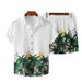 Men's Summer Fashion Black White Striped Hawaiian Beach Shirt Streetwear Casual Long Sleeve Mens Shirt_viptrois.com