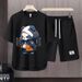 Men's Clothing 2024 Waffle Casual Summer Suit Men's Loose Teen Short sleeved T shirt Shorts Handsome Two piece Suit_viptrois.com