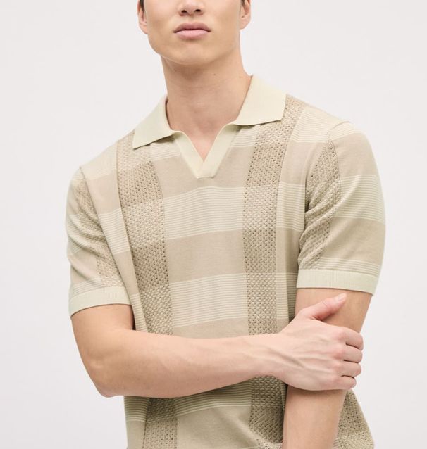 Men's Fashion Knitted Polo V Neck Short Sleeve Hollow Top_viptrois.com