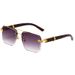 Half Rim Square Sunglasses – Diamond Cut Edge, Marble & Wood Grain Temples, Lightweight Fashion Glasses_viptrois.com