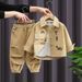 Kid's Clothing Boys Autumn Suit Collection Eight Seasons New Children's Handsome Baby Spring And Autumn Trendy Corduroy Two Piece Suit Trendy_viptrois.com