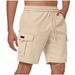 72/5000 Men's Solid Color Drawstring Elastic Waist Multi-pocket Straight Five-inch Pants, Shorts, Work Pants, Casual Pants 2025_viptrois.com