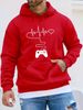 Men's Autumn And Winter Casual Fashionable Loose Hooded Sweatshirt Gamepad Print Warm Long Sleeved Pullover_viptrois.com