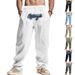 Men's Clothing Men's Linen Loose Wide Leg Hip Hop High Street Trend Washed Embroidery Jogging Casual Sports Trousers_viptrois.com