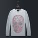 Men's Clothing T Shirt Long Sleeve Hot Diamond Skull Round Neck Spring And Autumn Trend Slim Bottoming Shirt Autumn Clothes Top T Shirt_viptrois.com