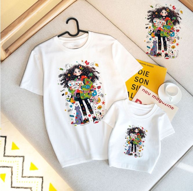 Mother & Kids Foreign Trade Hollow Lace Round Neck Three-quarter Sleeve Parent-child Outfit Mother And Daughter Dress_viptrois.com