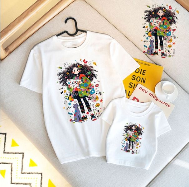 Mother & Kids Foreign Trade Hollow Lace Round Neck Three-quarter Sleeve Parent-child Outfit Mother And Daughter Dress_viptrois.com