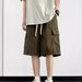 Men’s Clothing Shorts Men Summer Trend Army Green Overalls Thin Loose Shorts Casual Straight Cotton Pants_viptrois.com