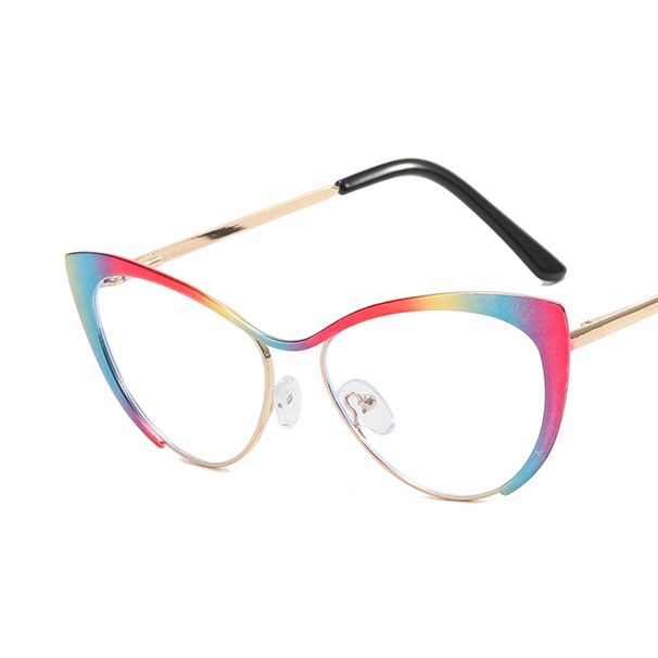 Women's Glasses Triangular Cat Eye Metal Glasses Frame New Anti Blue Light Flat Glasses Can Be Matched With Myopia Glasses Frame_viptrois.com