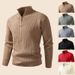 Men's Thick Knit Half-Zip Sweater - Oversized Casual Pullover For Autumn & Winter - Breathable Stretch Fabric (M-4XL, Multiple Colors)_viptrois.com
