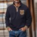 Nordmann European And American Cross-Border Men's Fleece Stand Collar Half Button Long Sleeve Tactical Pocket Flap Pullover_viptrois.com