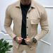Men's Heavyweight Jacquard Knit Shirt Jacket – Vintage-Inspired Collared Overshirt With Textured Geometric Patterns_viptrois.com