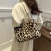 Women's Bags Large Capacity Plush Leopard Print Tote Bag New Temperament Versatile Fur Bag Shoulder Bag Handbag_viptrois.com