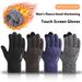 Anti Slip Double-layer Velvet Touch Screen Gloves For Men's Outdoor Knitted Warm Split Finger Gloves_viptrois.com
