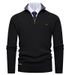 Men's Ribbed Knit Sweater – Semi-Zip Stand Collar Pullover (Thickened Polyester Blend, Slim Fit, Winter Streetwear Essential)_viptrois.com