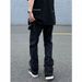 Men's Clothing High Street Ink Splashed Flared Jeans Men's Ins American Retro Vibe Style Loose Straight Leg Mopping Trousers_viptrois.com