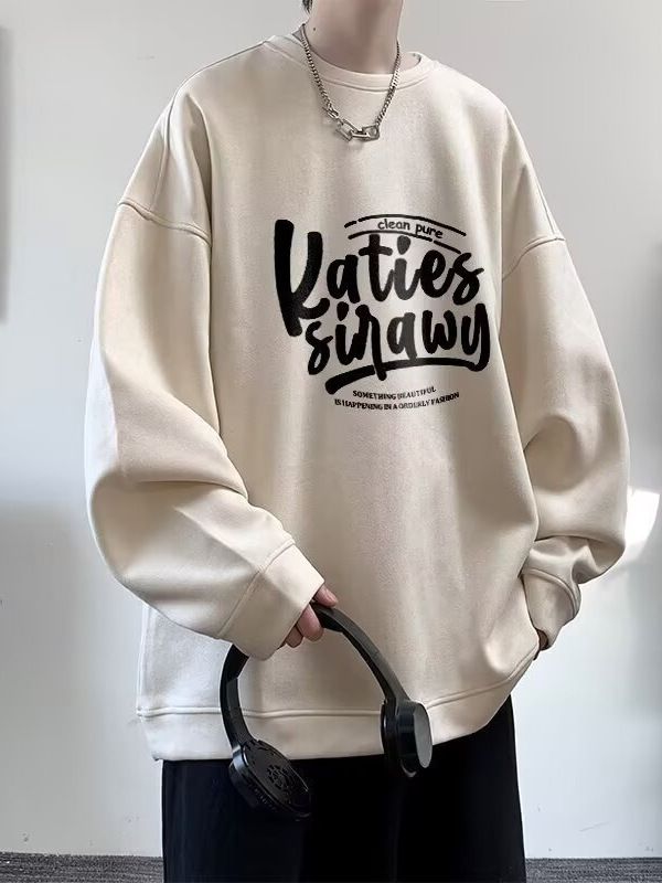 Printed Hoodie Men's New Round Neck Loose Top Chic Trend_viptrois.com
