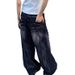 Unisex Distressed Tie-Dye Jeans – Oversized Wide-Leg Streetwear Pants With Lightning Wash & Retro Drop-Cuff Hem_viptrois.com