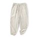 Men's Clothing Spring New Linen Pants Men Linen Nine Point Pants Youth Loose Mid Waist Linen Casual Pants E004_viptrois.com
