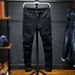 Men's Clothing 2024winter men's ripped jeans slim fit stretch youth fashion small feet mid-waist trousers_viptrois.com