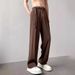 Men's Black Casual Suit Pants Japanese Style Spring/Summer Light Luxury High Quality Drape Loose Straight Leg Wide Leg Trousers_viptrois.com