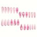 3D Three Dimensional Dripping Glue Flower Gradient Pearl Wear Nail Stripes Almond Shaped Short Style False Nails_viptrois.com