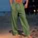 Men’s Clothing Men's Linen Trousers Summer Beach Pants Front Pocket Solid Color Comfortable Breathable Casual Daily Vacation Basic Style_viptrois.com