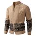 Men's Clothing Knit Cardigan Sweater With Jacquard Pattern, Thickened Oversized Open Front Pullover, Casual Loose Fit Long Sleeve Coat_viptrois.com