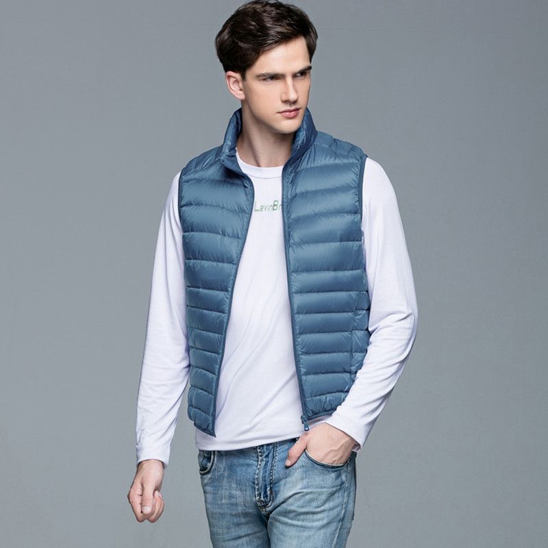 Autumn Winter Ultra-light White Duck Down Vest Men Outdoor Short Slim Fit Windbreakers Warm Waistcoat Lightweight Mens Vests_viptrois.com